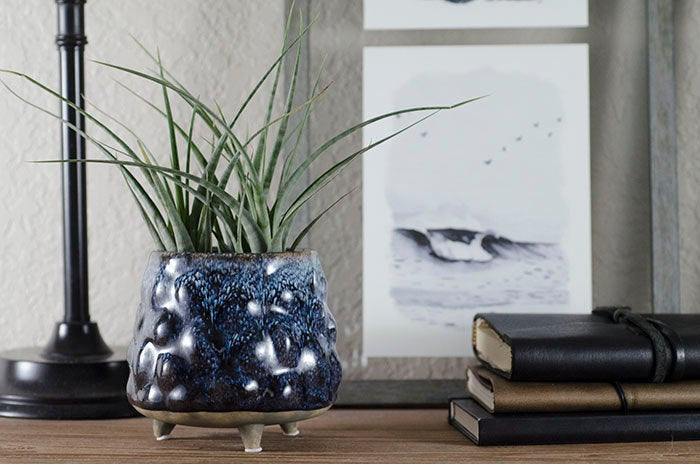 ceramic plant pots with legs Cerulean Footed Planter